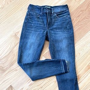 Express Distressed Flair Slit Jeans